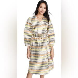 Baum Und Pferdgarten Dance Abylene Gingham Puff-sleeve Wrap Dress Sz 36 (US 6)